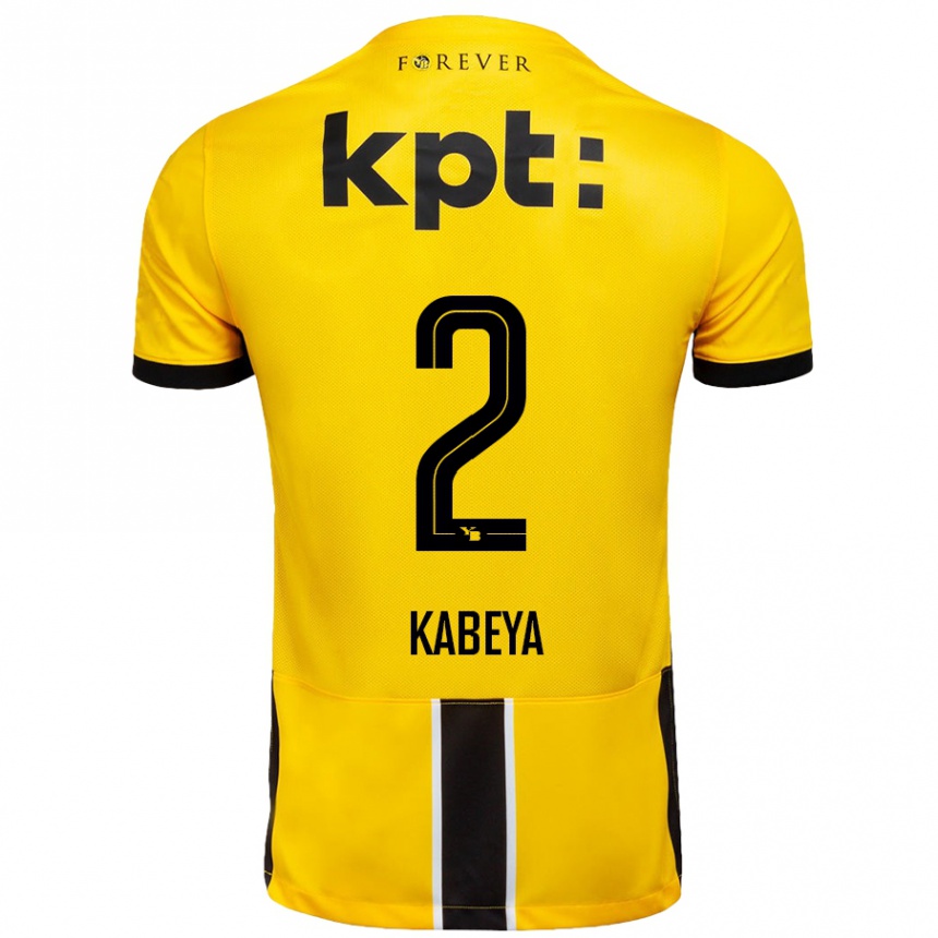 Kids Football Benjamin Kabeya #2 Yellow Black Home Jersey 2024/25 T-Shirt