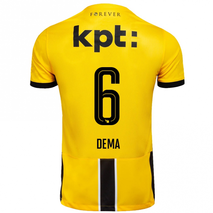 Kids Football Jashar Dema #6 Yellow Black Home Jersey 2024/25 T-Shirt