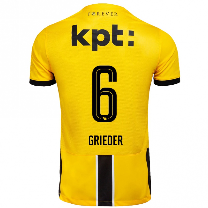 Kids Football Lionel Grieder #6 Yellow Black Home Jersey 2024/25 T-Shirt