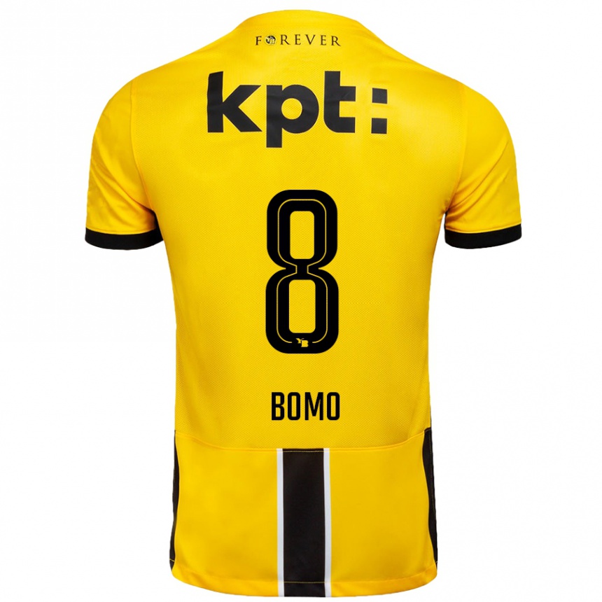 Kids Football Jacques Bomo #8 Yellow Black Home Jersey 2024/25 T-Shirt