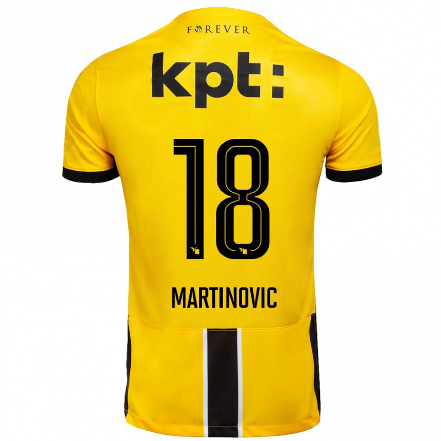 Kids Football Denis Martinovic #18 Yellow Black Home Jersey 2024/25 T-Shirt