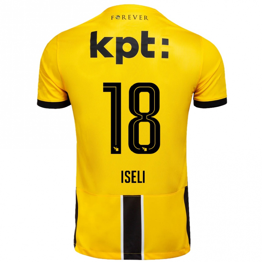 Kids Football Marco Iseli #18 Yellow Black Home Jersey 2024/25 T-Shirt