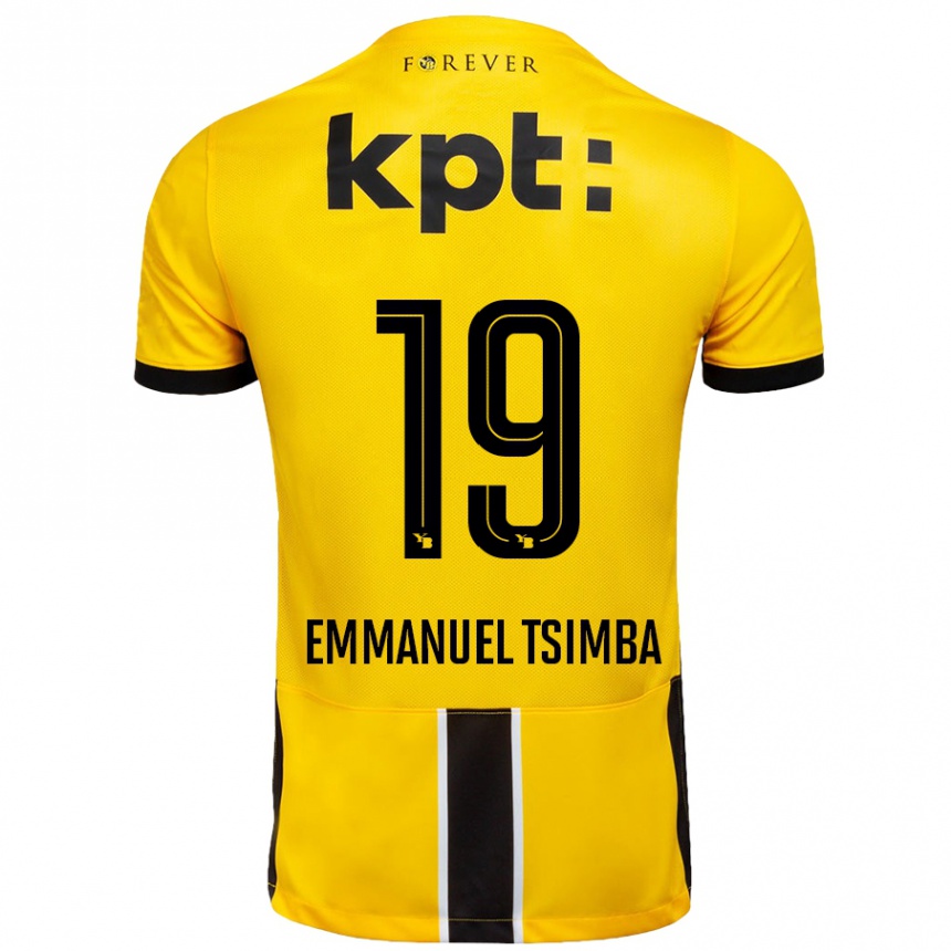 Kids Football Felix Emmanuel Tsimba #19 Yellow Black Home Jersey 2024/25 T-Shirt