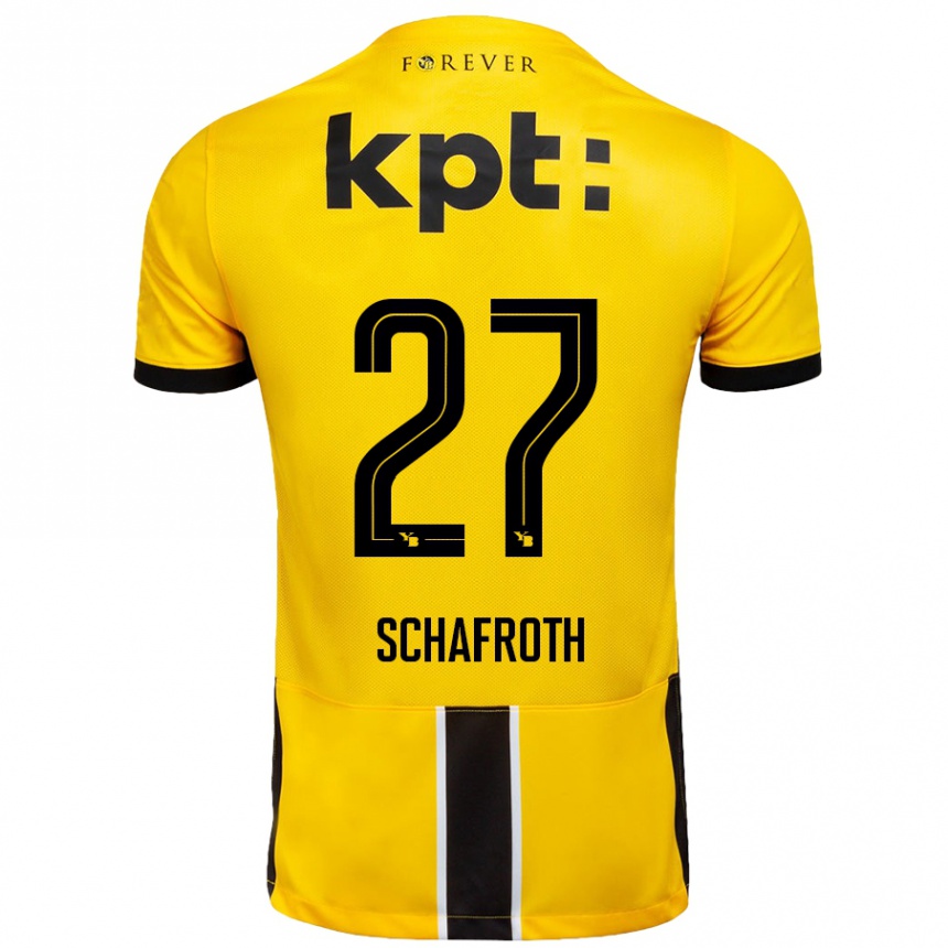 Kids Football Reto Schafroth #27 Yellow Black Home Jersey 2024/25 T-Shirt