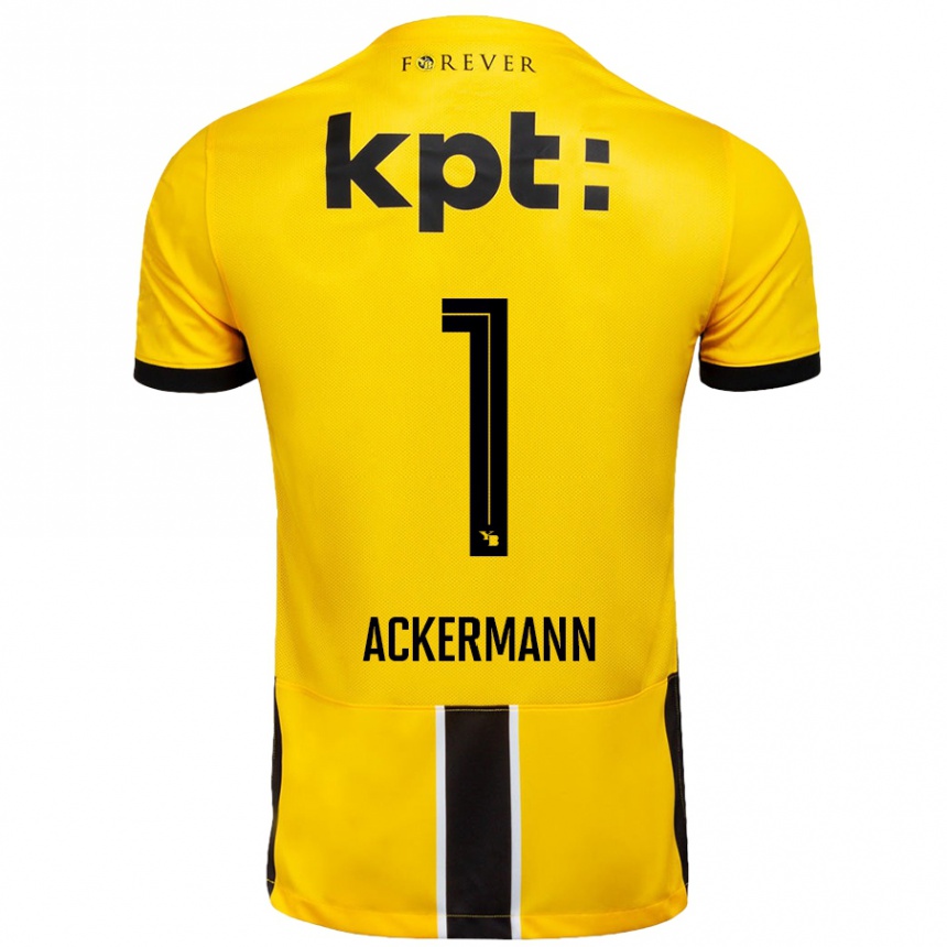 Kids Football Jara Ackermann #1 Yellow Black Home Jersey 2024/25 T-Shirt