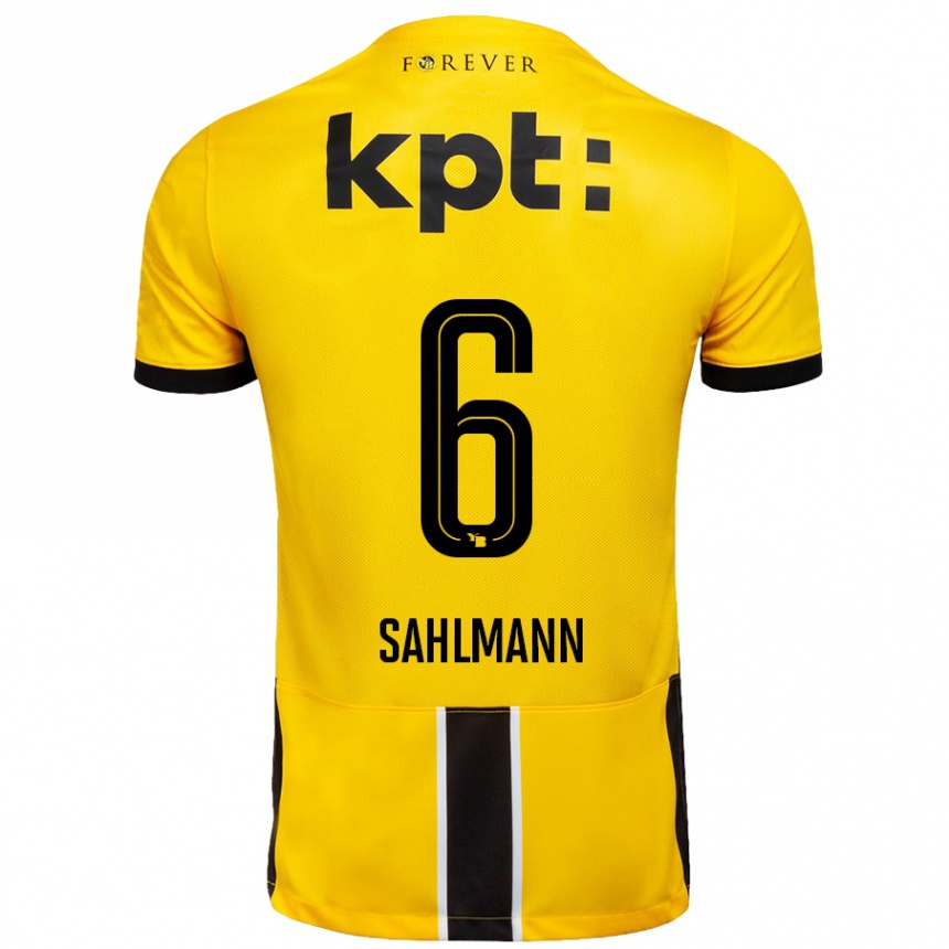 Kids Football Henrike Sahlmann #6 Yellow Black Home Jersey 2024/25 T-Shirt