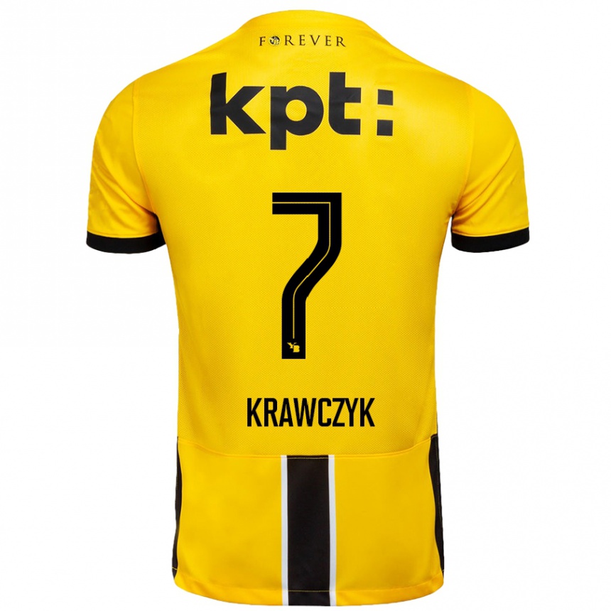 Kids Football Caroline Krawczyk #7 Yellow Black Home Jersey 2024/25 T-Shirt