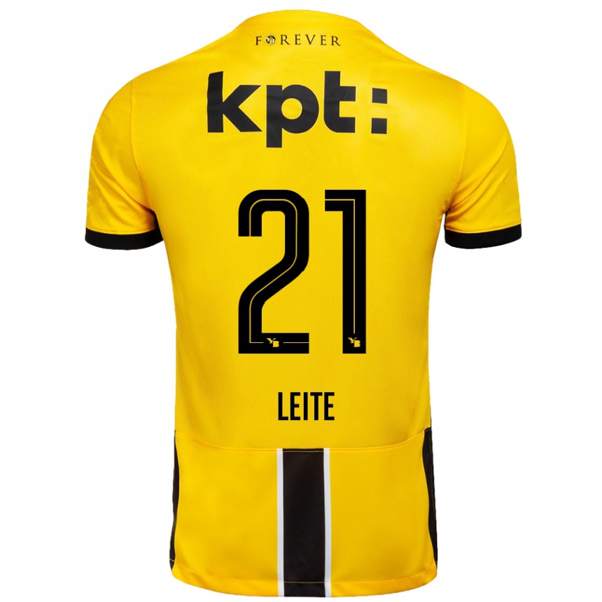 Kids Football Ana Leite #21 Yellow Black Home Jersey 2024/25 T-Shirt