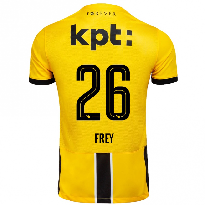 Kids Football Laura Frey #26 Yellow Black Home Jersey 2024/25 T-Shirt