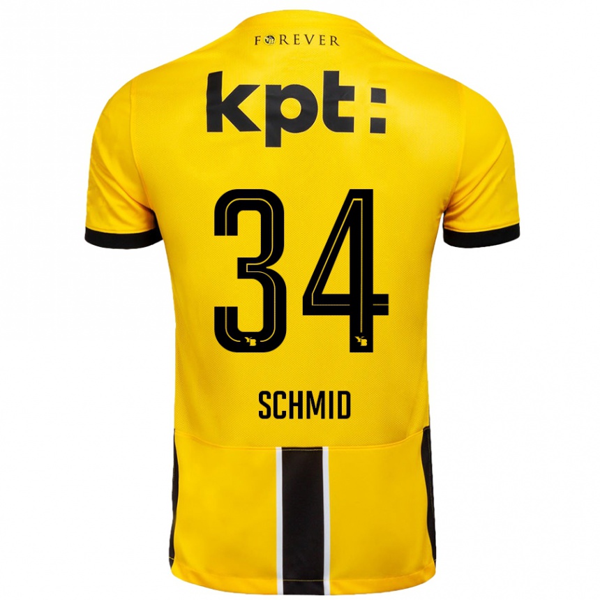 Kids Football Céline Schmid #34 Yellow Black Home Jersey 2024/25 T-Shirt