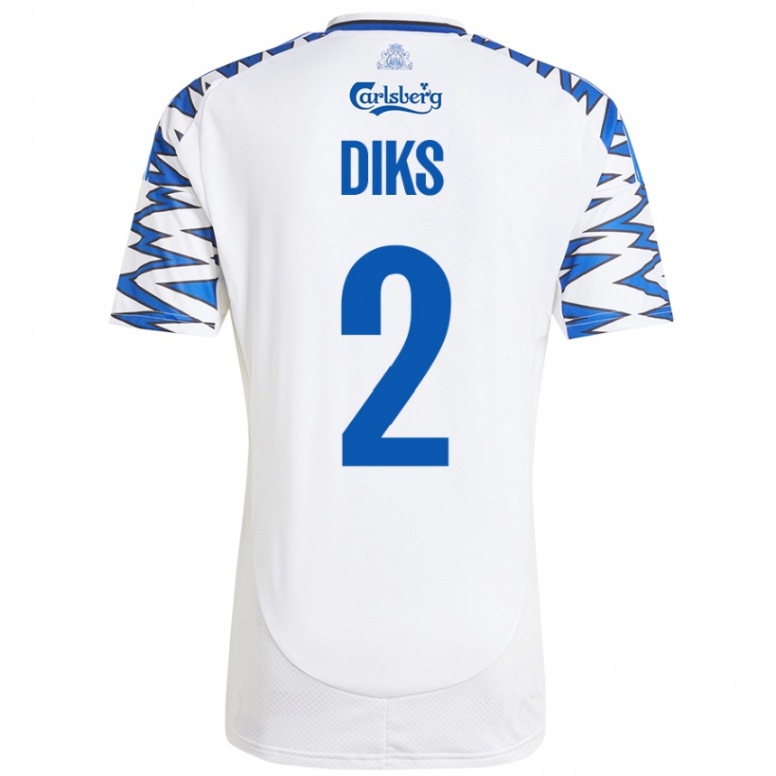 Kids Football Kevin Diks #2 White Sky Blue Home Jersey 2024/25 T-Shirt