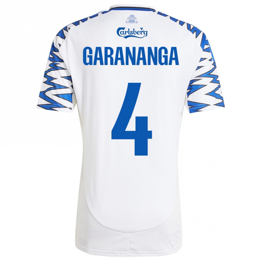 Kids Football Munashe Garananga #4 White Sky Blue Home Jersey 2024/25 T-Shirt