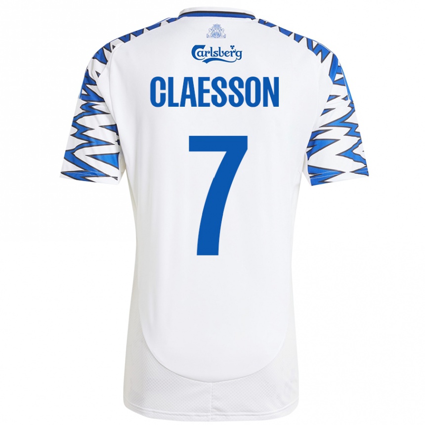 Kids Football Viktor Claesson #7 White Sky Blue Home Jersey 2024/25 T-Shirt