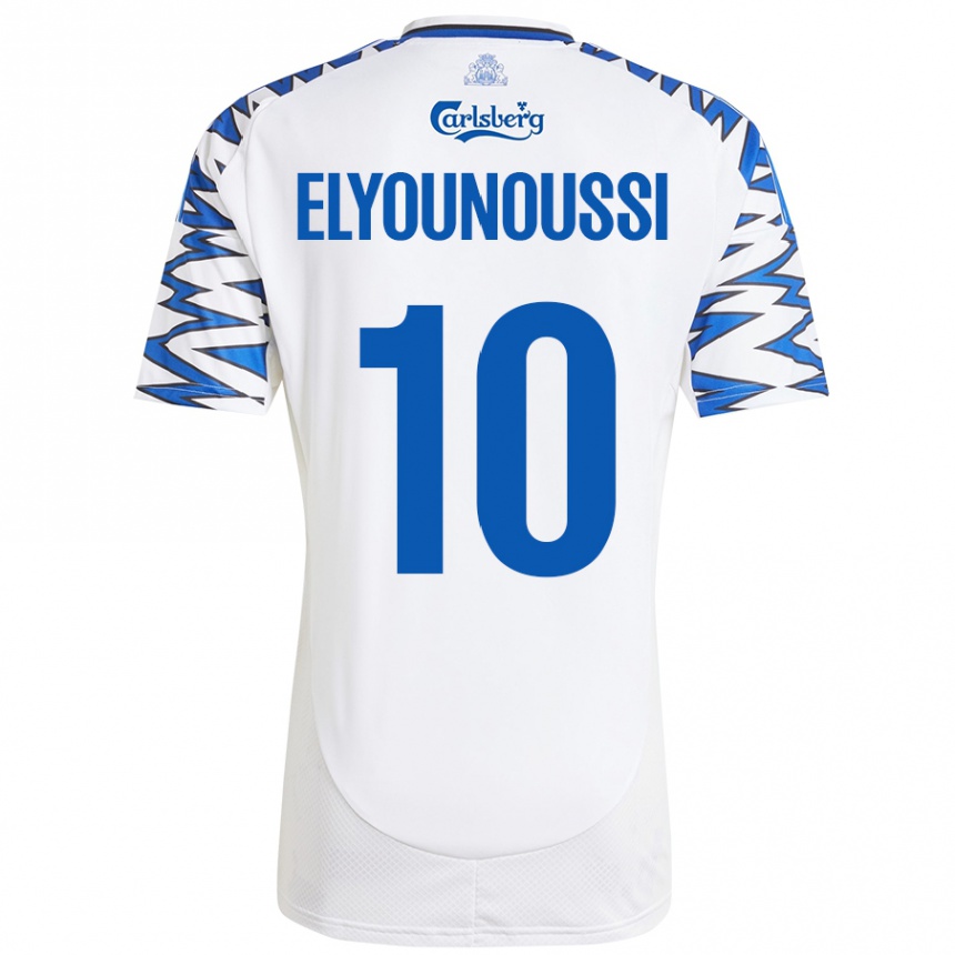 Kids Football Mohamed Elyounoussi #10 White Sky Blue Home Jersey 2024/25 T-Shirt