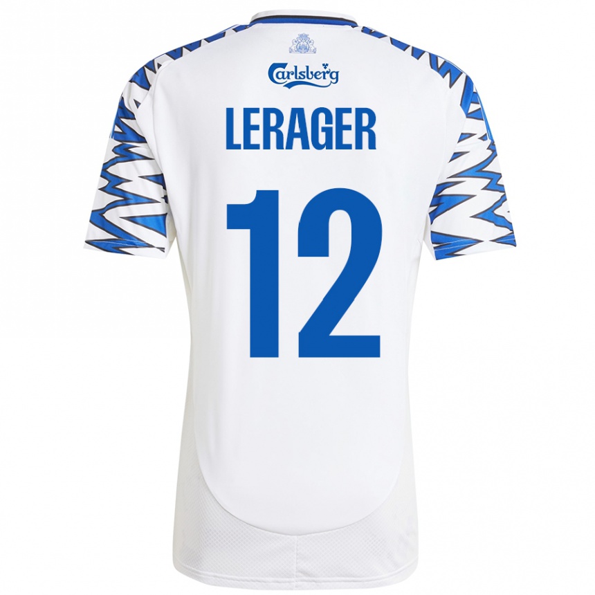 Kids Football Lukas Lerager #12 White Sky Blue Home Jersey 2024/25 T-Shirt