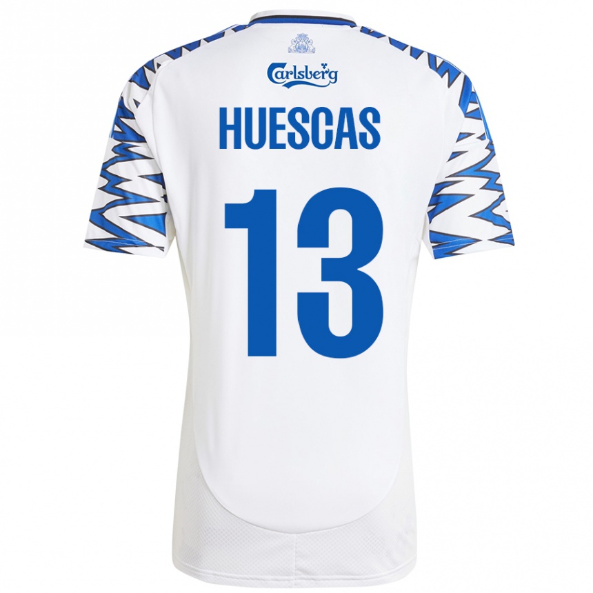 Kids Football Rodrigo Huescas #13 White Sky Blue Home Jersey 2024/25 T-Shirt