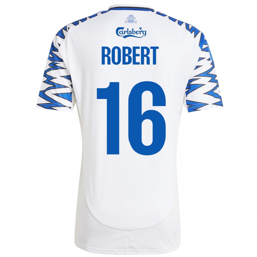 Kids Football Robert #16 White Sky Blue Home Jersey 2024/25 T-Shirt