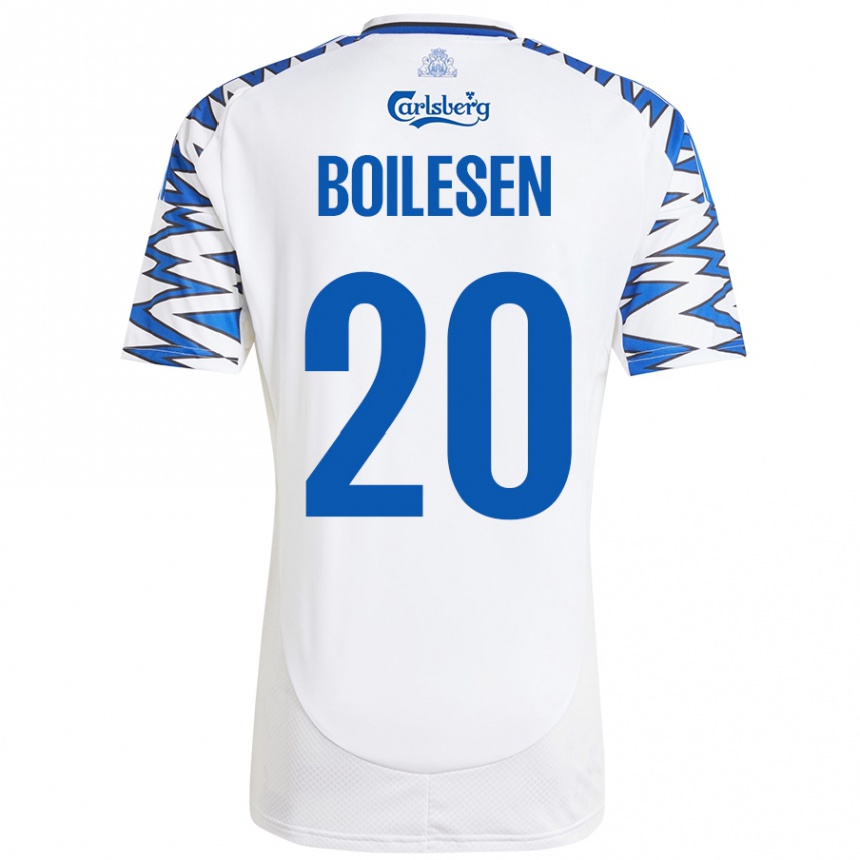 Kids Football Nicolai Boilesen #20 White Sky Blue Home Jersey 2024/25 T-Shirt