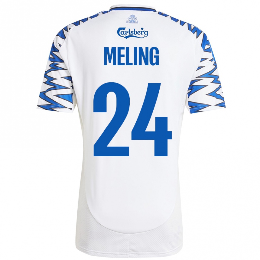 Kids Football Birger Meling #24 White Sky Blue Home Jersey 2024/25 T-Shirt