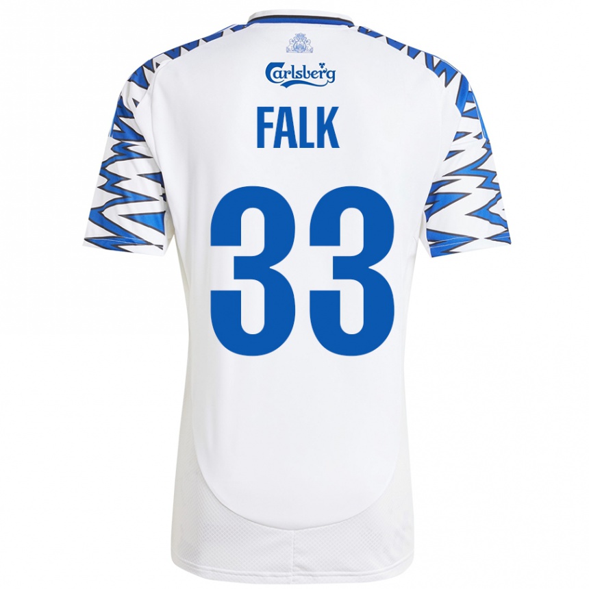 Kids Football Rasmus Falk #33 White Sky Blue Home Jersey 2024/25 T-Shirt