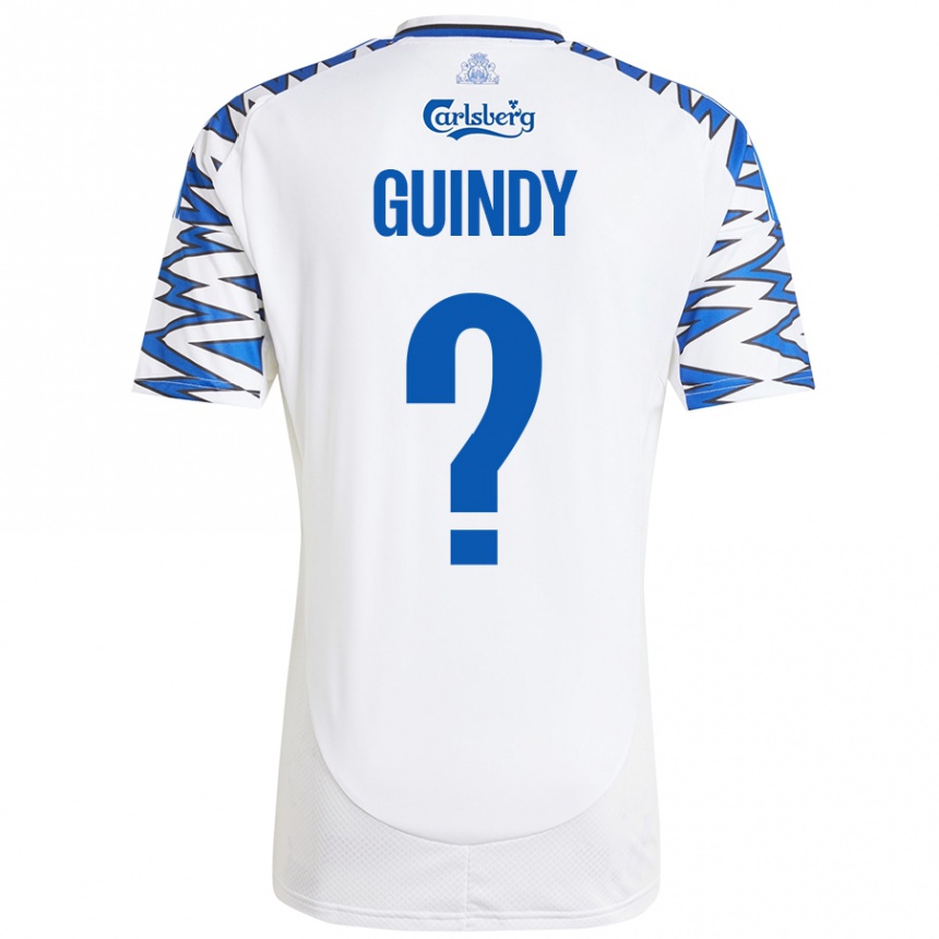 Kids Football Eliot Guindy #0 White Sky Blue Home Jersey 2024/25 T-Shirt