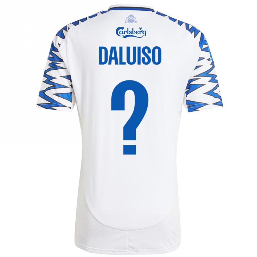 Kids Football Christoffer Daluiso #0 White Sky Blue Home Jersey 2024/25 T-Shirt