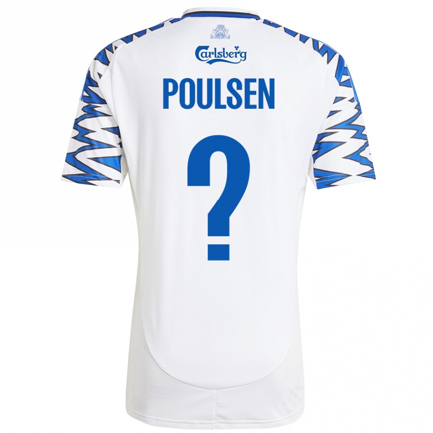 Kids Football Xander Poulsen #0 White Sky Blue Home Jersey 2024/25 T-Shirt