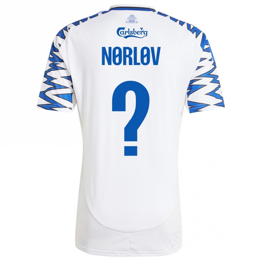 Kids Football William Nørløv #0 White Sky Blue Home Jersey 2024/25 T-Shirt