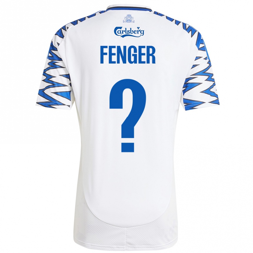 Kids Football Oskar Fenger #0 White Sky Blue Home Jersey 2024/25 T-Shirt