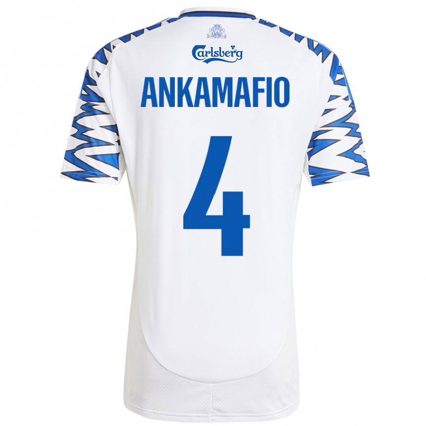 Kids Football Graham Ankamafio #4 White Sky Blue Home Jersey 2024/25 T-Shirt