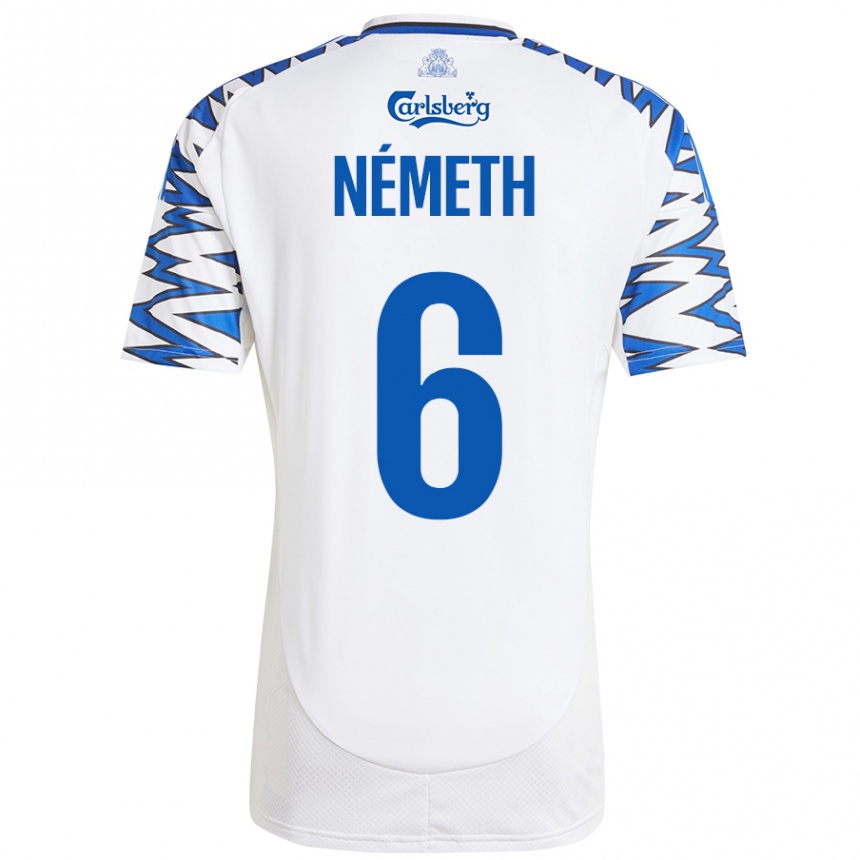 Kids Football Hunor Németh #6 White Sky Blue Home Jersey 2024/25 T-Shirt