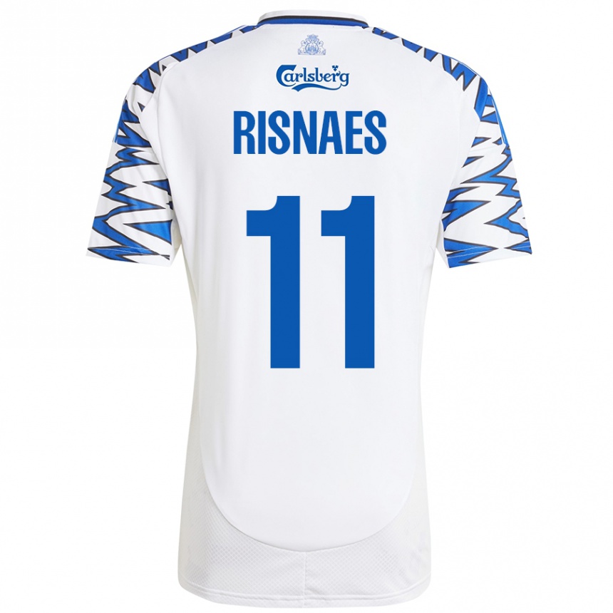 Kids Football Roberto Risnaes #11 White Sky Blue Home Jersey 2024/25 T-Shirt