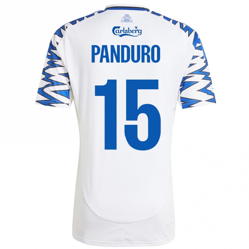 Kids Football Tristan Panduro #15 White Sky Blue Home Jersey 2024/25 T-Shirt