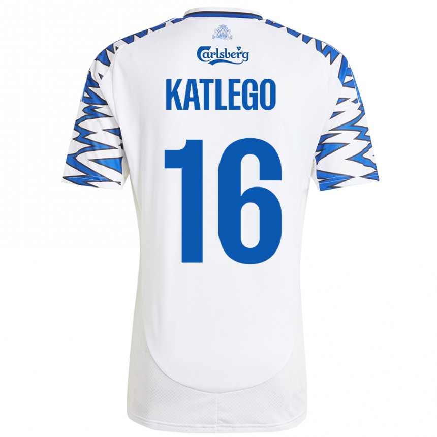 Kids Football David Katlego #16 White Sky Blue Home Jersey 2024/25 T-Shirt