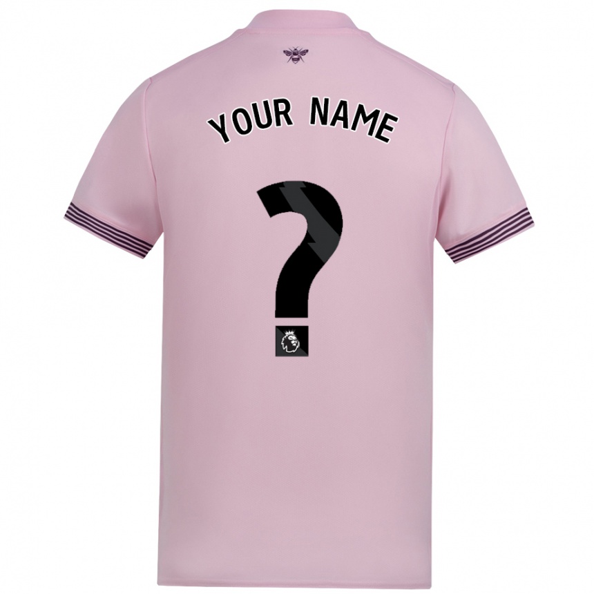 Kids Football Your Name #0 Pink Away Jersey 2024/25 T-Shirt