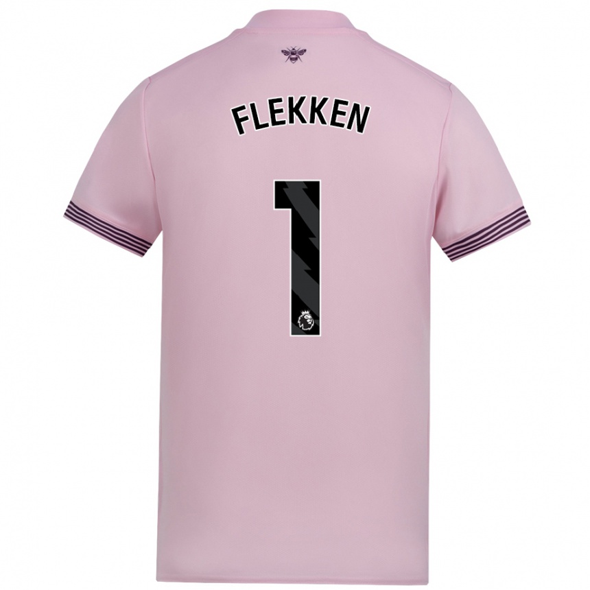 Kids Football Mark Flekken #1 Pink Away Jersey 2024/25 T-Shirt