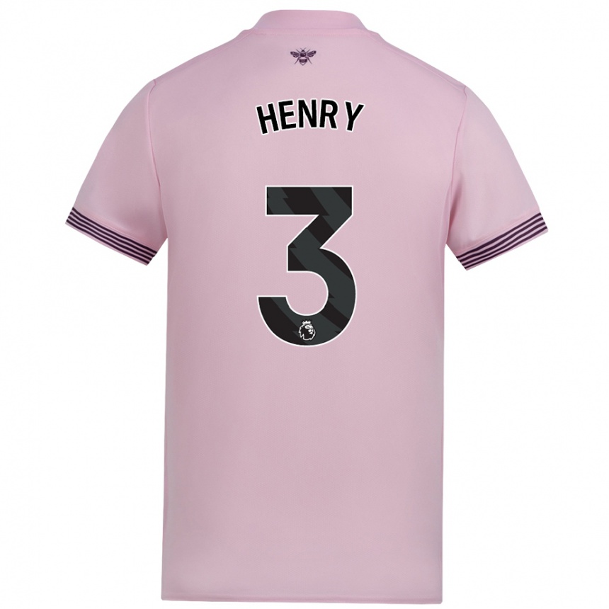 Kids Football Rico Henry #3 Pink Away Jersey 2024/25 T-Shirt