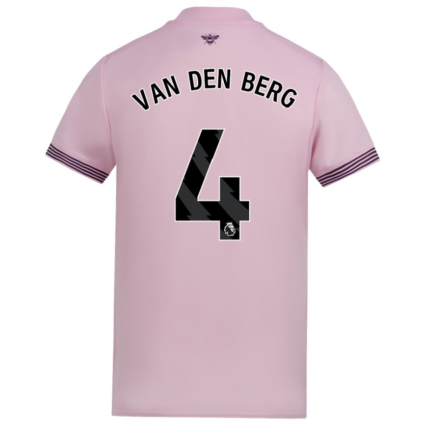 Kids Football Sepp Van Den Berg #4 Pink Away Jersey 2024/25 T-Shirt