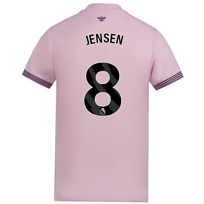 Kids Football Mathias Jensen #8 Pink Away Jersey 2024/25 T-Shirt