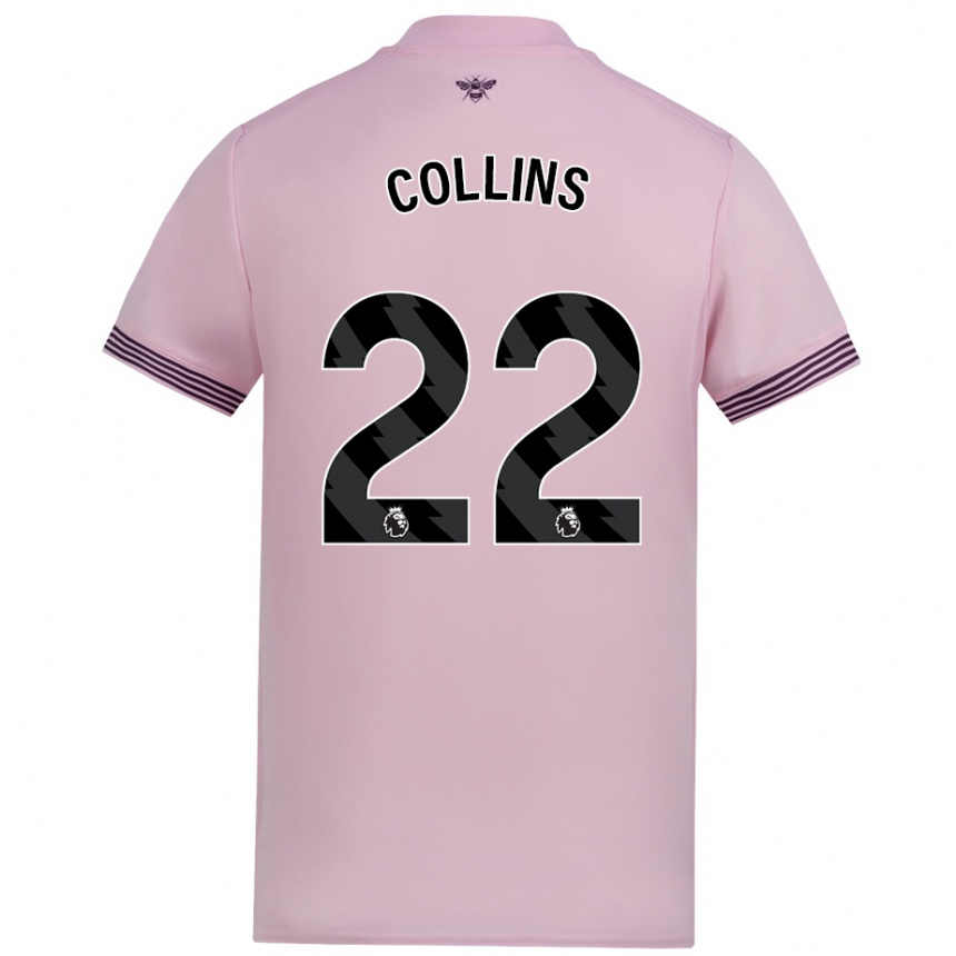 Kids Football Nathan Collins #22 Pink Away Jersey 2024/25 T-Shirt