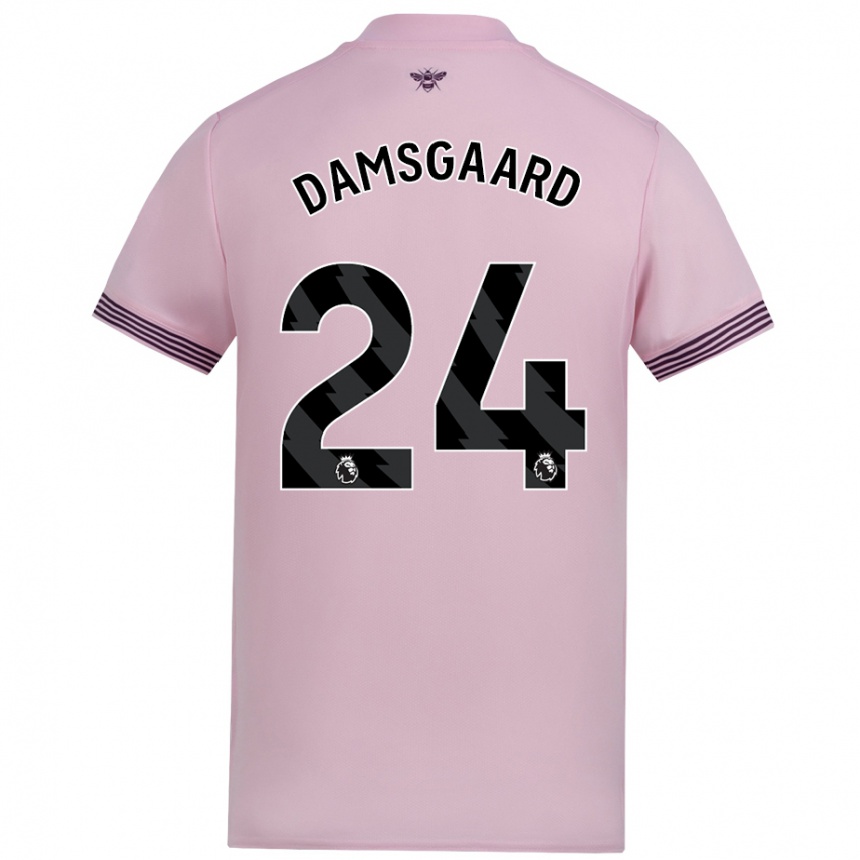 Kids Football Mikkel Damsgaard #24 Pink Away Jersey 2024/25 T-Shirt