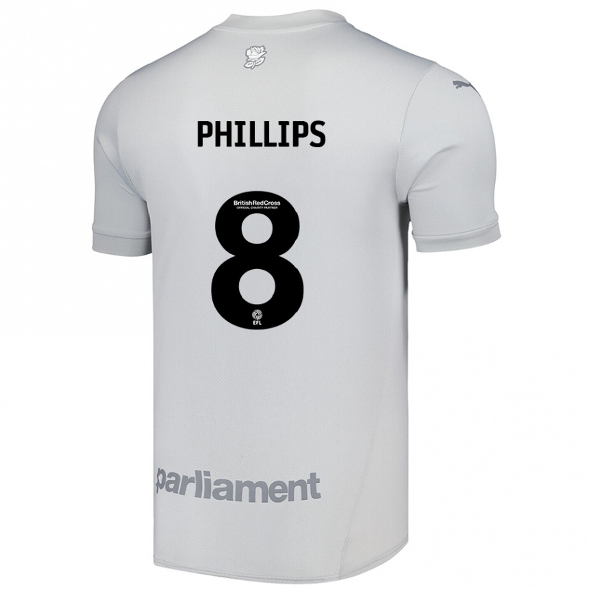 Kids Football Adam Phillips #8 Silver Gray Away Jersey 2024/25 T-Shirt