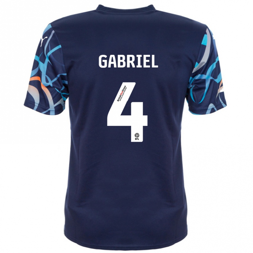 Kids Football Jordan Lawrence-Gabriel #4 Navy Blue Away Jersey 2024/25 T-Shirt