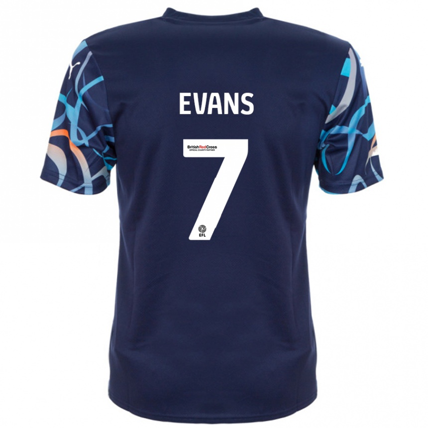 Kids Football Lee Evans #7 Navy Blue Away Jersey 2024/25 T-Shirt