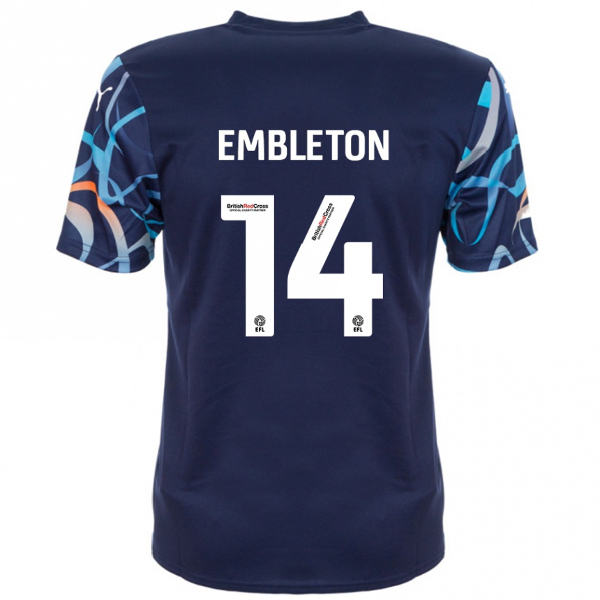 Kids Football Elliot Embleton #14 Navy Blue Away Jersey 2024/25 T-Shirt