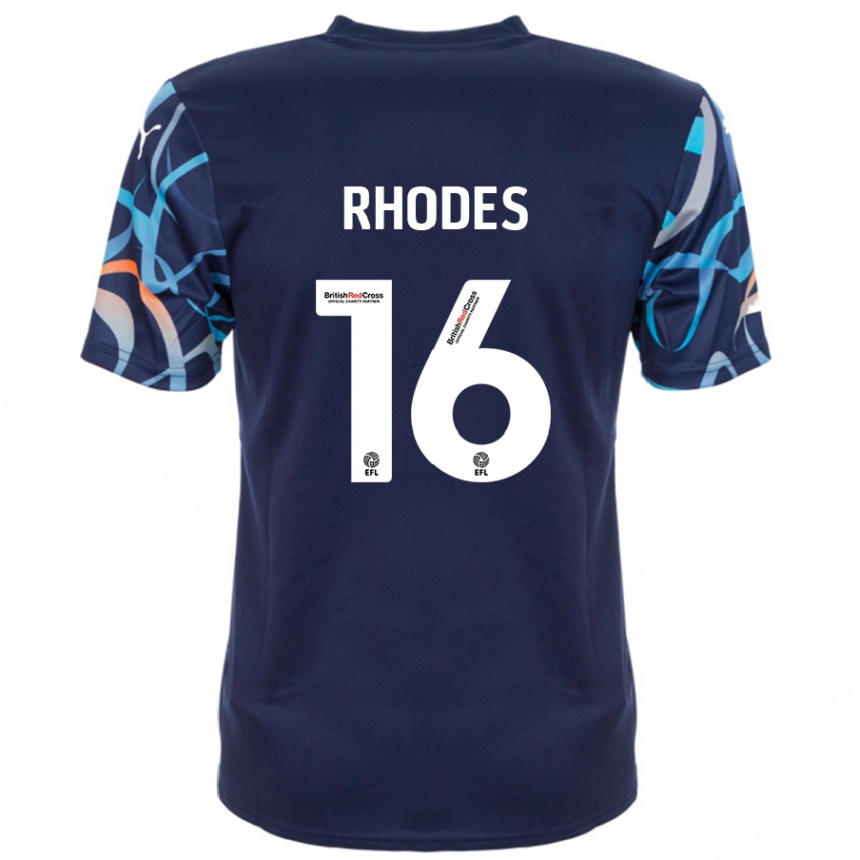 Kids Football Jordan Rhodes #16 Navy Blue Away Jersey 2024/25 T-Shirt