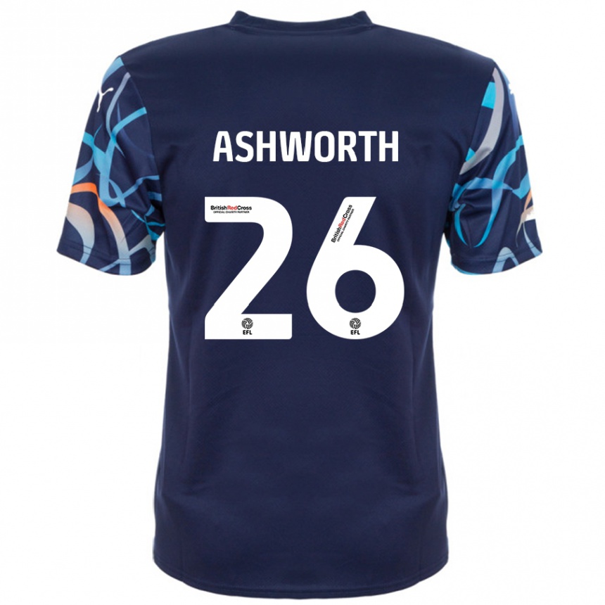 Kids Football Zac Ashworth #26 Navy Blue Away Jersey 2024/25 T-Shirt