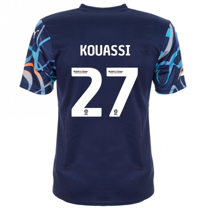 Kids Football Kylian Kouassi #27 Navy Blue Away Jersey 2024/25 T-Shirt