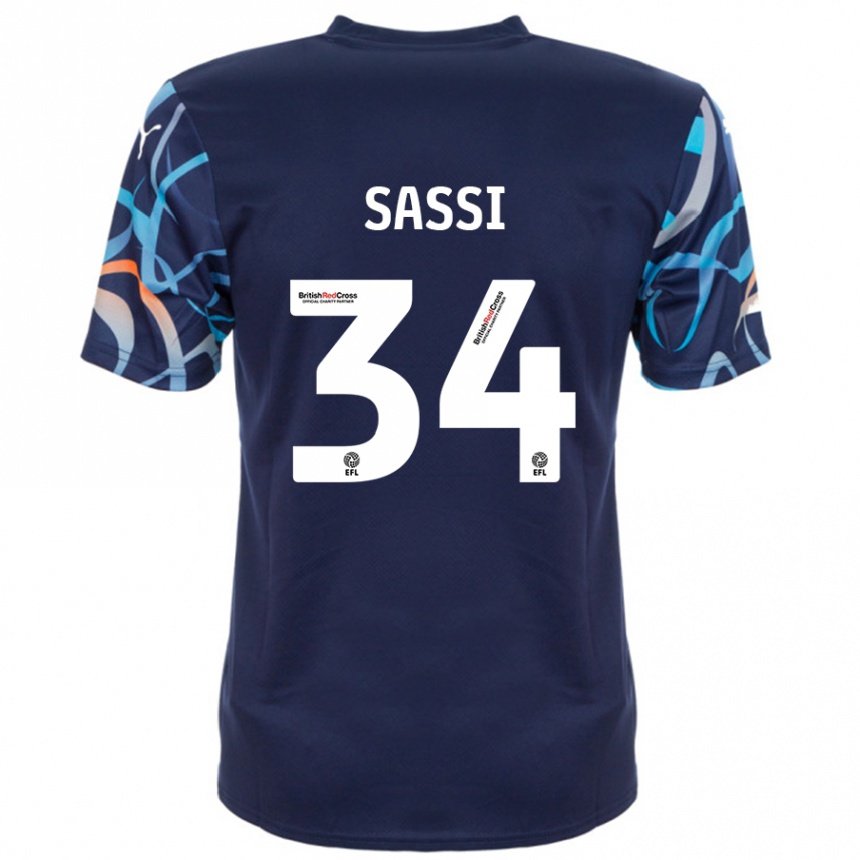 Kids Football Dan Sassi #34 Navy Blue Away Jersey 2024/25 T-Shirt