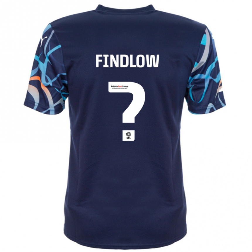 Kids Football Luke Findlow #0 Navy Blue Away Jersey 2024/25 T-Shirt